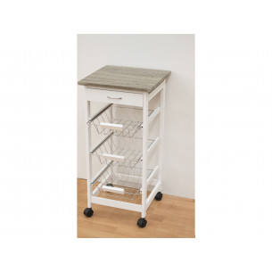 Carrello cucina in legno bianco