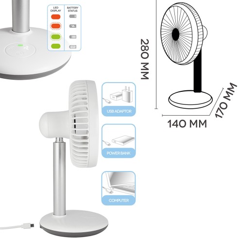 Argo Orfeo ventilatore portatile ricaricabile bianco