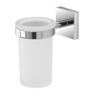 Porta spazzolino acciaio cromato e vetro Easy