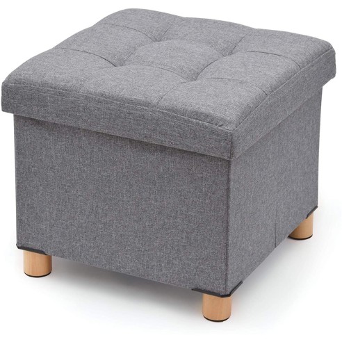 Pouf Ottoman contenitore con piedini in legno Domopak Living grigio