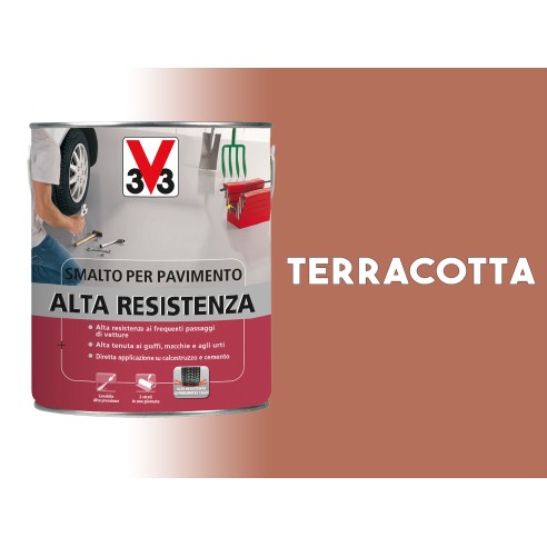 Vernice per pavimento in cemento Alta Resistenza V33 terracotta