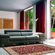 Tappeto-salotto-soggiorno-Kazak-rosso-ambientata