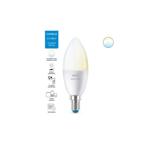 Lampadina oliva LED luce bianca regolabile C37 Candela E14 WiFi smart WiZ Signify dimmerabile