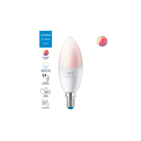 Lampadina LED RGB E14 Candela luce colorata e bianca dimmerabile WiFi WiZ Signify