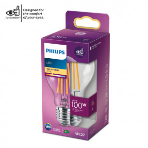 Lampadina LED a goccia E27 con filamento A60 100 W Philips 2