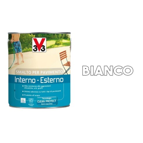 Smalto per pavimento interno esterno V33 cemento calcestruzzo 2,5 L bianco