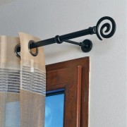 Supporto singolo aperto nero per bastone tende D. 16mm metallo