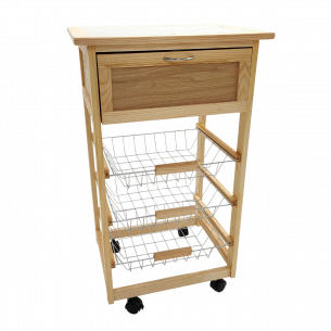 Carrello da cucina 3 cestelli anta ribalta top ceramica