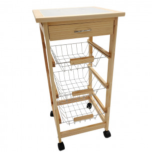Carrello da cucina con 3 cestelli cassetto e top in ceramica