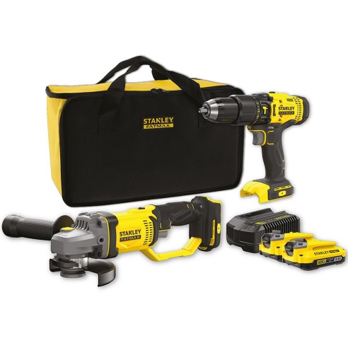 Kit trapano percussione V20 smerigliatrice 2 batterie Stanley FATMAX SFMCK471D2S