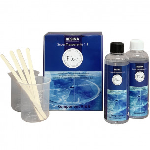 Resina a colata autolivellante Super Trasparente kit 1:1 Fleur Paint 480ml