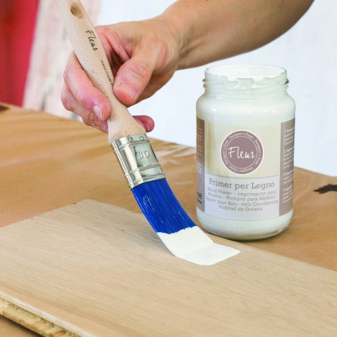 Primer per legno fondo acrilico bianco a base acqua Fleur Paint applicazione