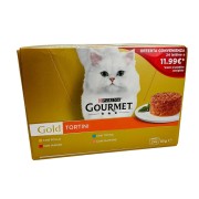 Gourmet Gold Tortini Multipack 24 lattine 85g Purina pollo manzo tonno salmone