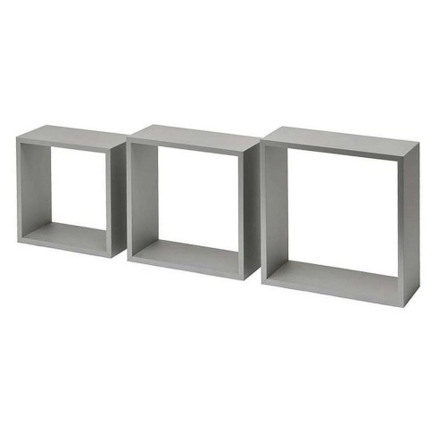 Set 3 mensole Cubo grigio alluminio Kimono