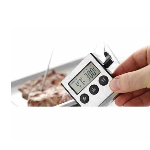 Termometro digitale con timer e sonda in acciaio inox