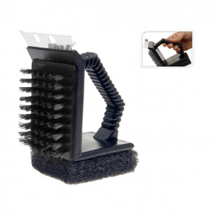 Spazzola triplo uso per pulizia griglie BBQ 3in1