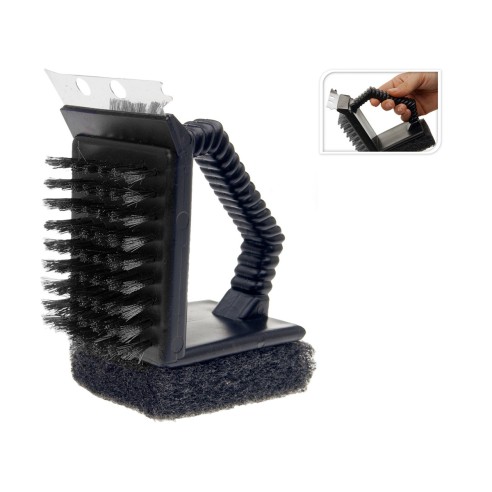 Spazzola triplo uso per pulizia griglie BBQ 3in1