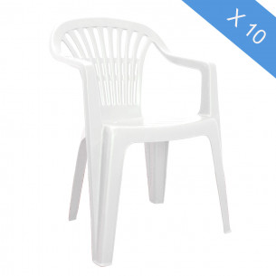 Set 10 sedie da giardino Scilla bianca polipropilene