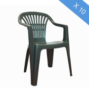 Set 10 sedie da giardino Scilla verde polipropilene
