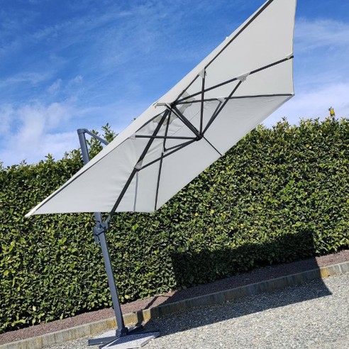 Ombrellone da giardino palo laterale in alluminio 3x4m Ecrù