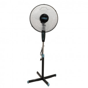 Ventilatore a piantana diam. 40cm nero azzurro 3 pale 3 velocità Aspersio
