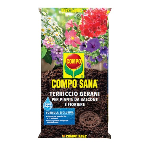 Compo Sana Terriccio per gerani, piante da balcone e fioriere 20L