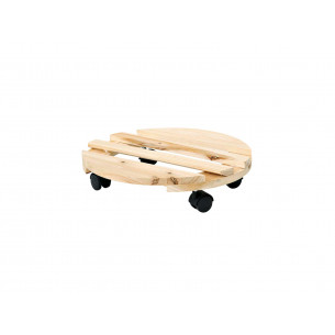 Carrellino carrello portavaso in legno con ruote piroettanti Ø 30cm