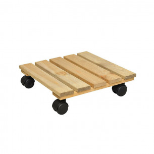 Carrellino carrello portavaso in legno con ruote piroettanti 30x30cm