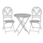 Tavolo metallo Ragusa grigio tondo con 2 sedie pieghevoli Vacchetti