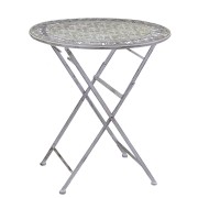 Tavolo metallo Ragusa grigio tondo con 2 sedie pieghevoli Vacchetti