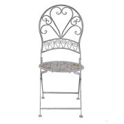 Tavolo metallo Ragusa grigio tondo con 2 sedie pieghevoli Vacchetti