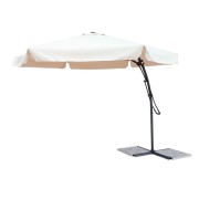 Ombrellone da giardino palo laterale in alluminio D. 3m ecrù aperto