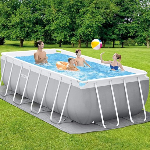 Piscina fuori terra Prism Frame Rettangolare 488x244xh107cm 26792 ambientata
