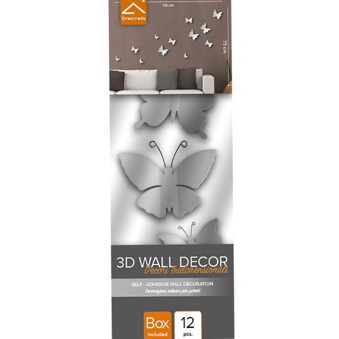 Crearreda Spring Decor decorazione adesiva per pareti 3D Farfalla bianco 12pz