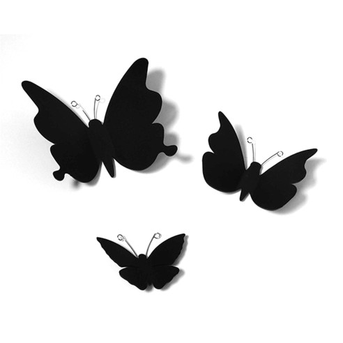 Crearreda Spring Decor decorazione adesiva per pareti 3D Farfalla nero 12pz