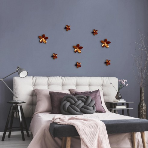 Crearreda Spring Decor decorazione adesiva per pareti 3D Fiori bronzo 8pz ambientata