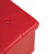 Pouf contenitore in ecopelle 40x40x40 cm rosso