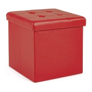 Pouf contenitore in ecopelle 40x40x40 cm rosso