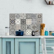 Pannello paraschizzi cucina adesivo da parete Azulejos grigio