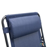 Sedia pieghevole reclinabile Zero Gravity blu cuscino poggiatesta