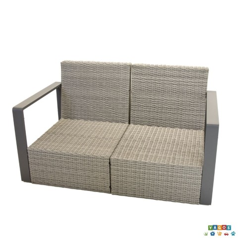 Salotto da giardino in alluminio con cuscini in tessuto grigio 3626S