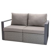 Salotto da giardino in alluminio con cuscini in tessuto grigio 3626S