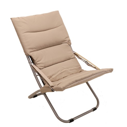 Sdraio pieghevole in acciaio e tessuto imbottito mod. canapone beige