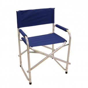 Sedia regista pieghevole in alluminio e tessuto blu