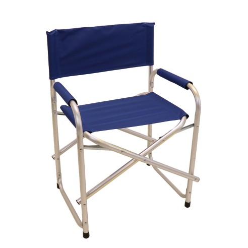 Sedia regista pieghevole in alluminio e tessuto blu