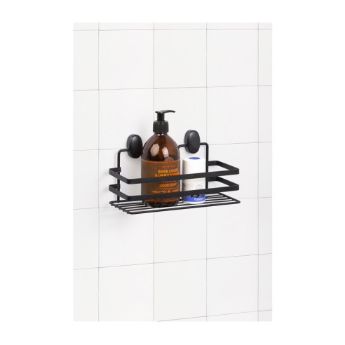 Porta sapone doccia rettangolare 1 ripiano in acciaio nero Cover Black ambientata