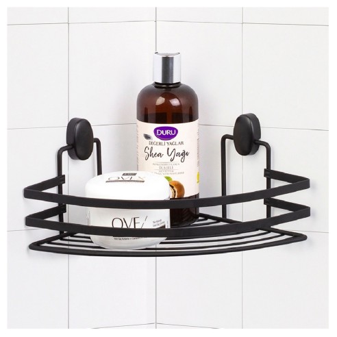 Portasapone doccia angolare 1 ripiani acciaio nero Cover Black ambientata