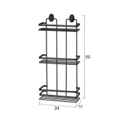 Portasapone doccia rettangolare 3 ripiani acciaio nero Cover Black dimensioni