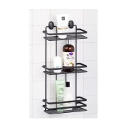 Portasapone doccia rettangolare 3 ripiani acciaio nero Cover Black ambientata