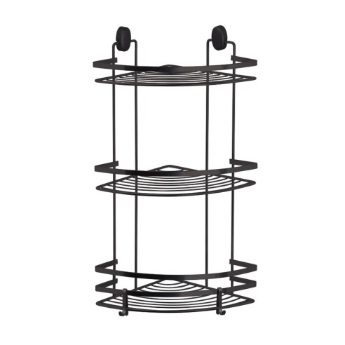 Mensola doccia angolare 3 ripiani acciaio nero Cover Black